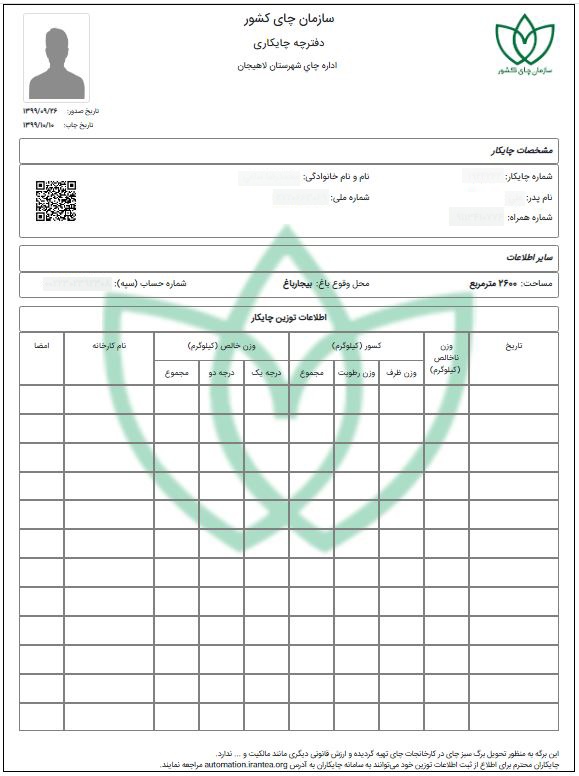 دریافت حدود 15 هزار دفترچه چایکاری از طریق سامانه چایکاران سازمان چای کشور